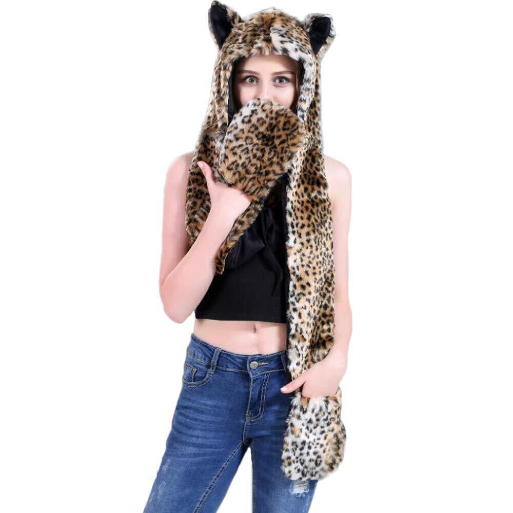 1900 Anime Spirit Animal Hood Hoods Furry Hoodie,Faux Fur Hat with Warm